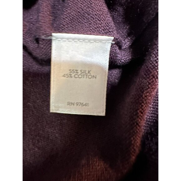 J. Jill Silk and Cotton Deep Plum V-Neck Sweater Size XL Lightweight Soft Knit - Picture 4 of 9